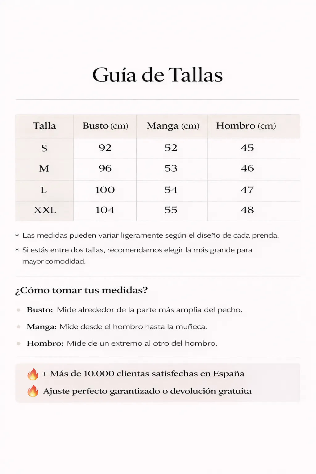 Guia de Tallas - Camisa satinada de poliéster para mujer con botones – blusa elegante de manga larga