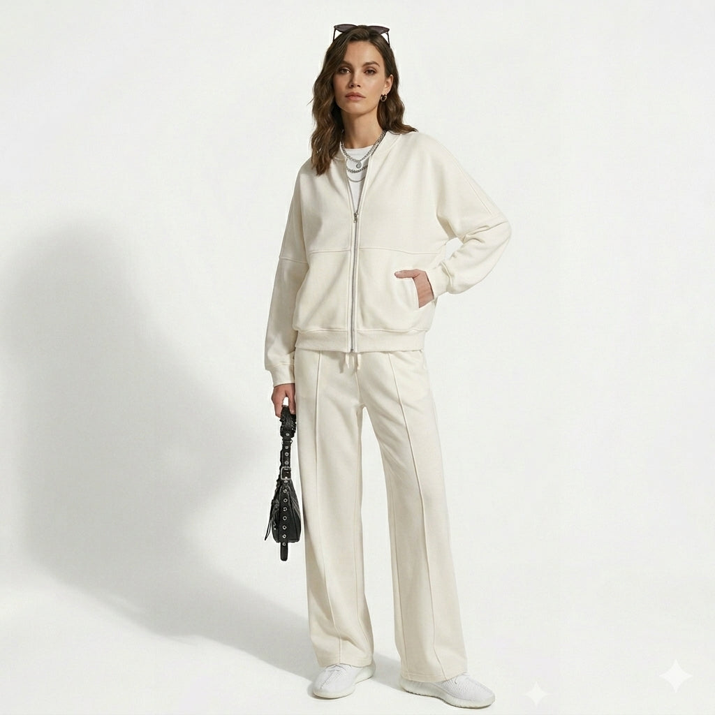 Conjunto Milano top y pantalón ancho en gris - AhorroExpress