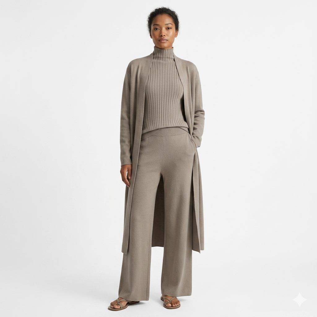 Conjunto Aspen punto y pantalón acampanado en vino - AhorroExpress