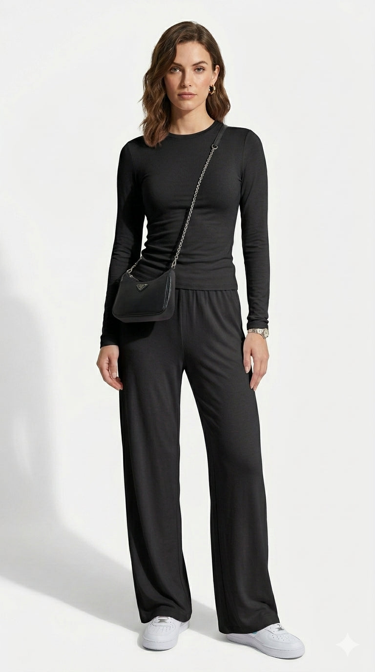 Conjunto Siena Punto Ajustado Manga Larga Casual Elegante Minimalista (2)