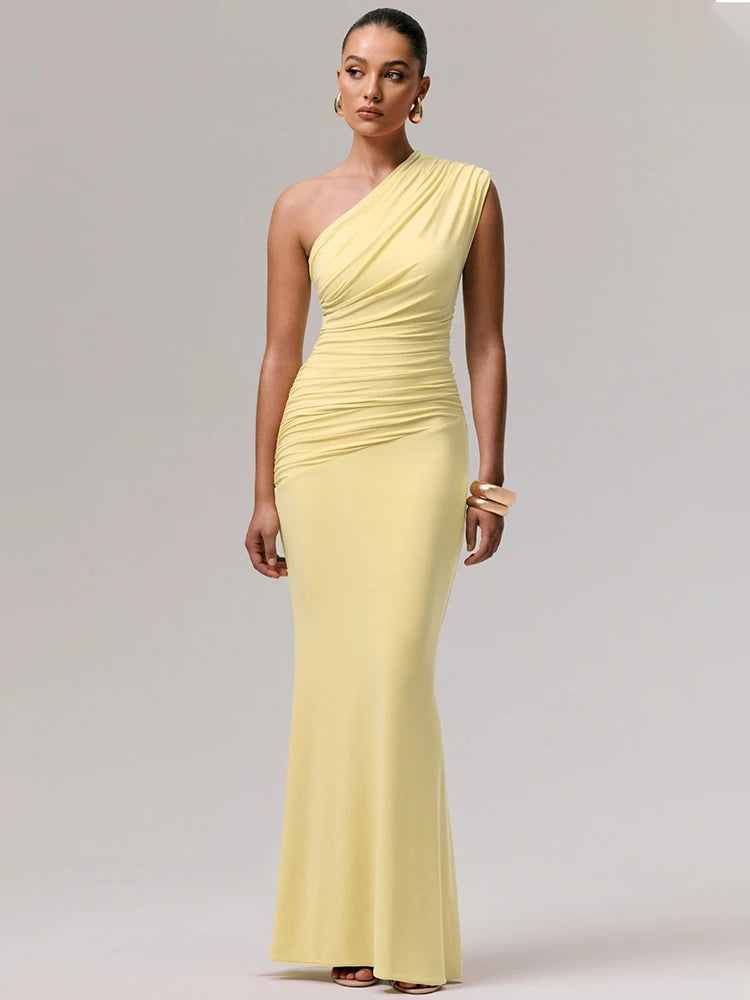 Vestido Milano largo asimétrico en rosa - AhorroExpress