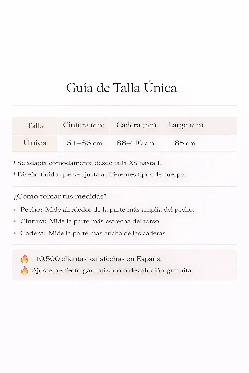 Guia de Tallas Vestido midi fluido de cintura alta para mujer – vestido elegante ligero estilo minimalista
