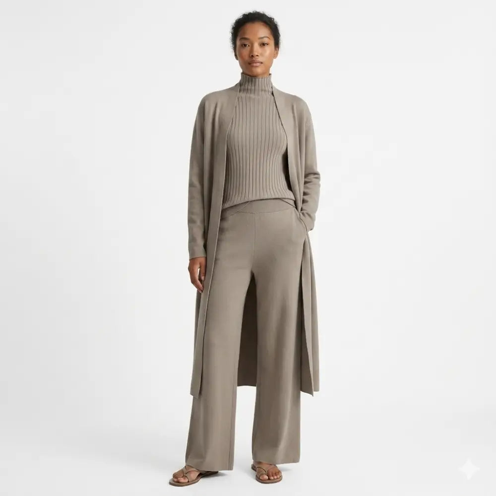 Conjunto Aspen Punto Cuello Alto Pantalón Acampanado y Minimalista | AhorroExpress
