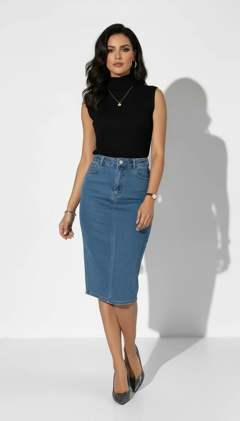 Top de Punto con Cuello Alto