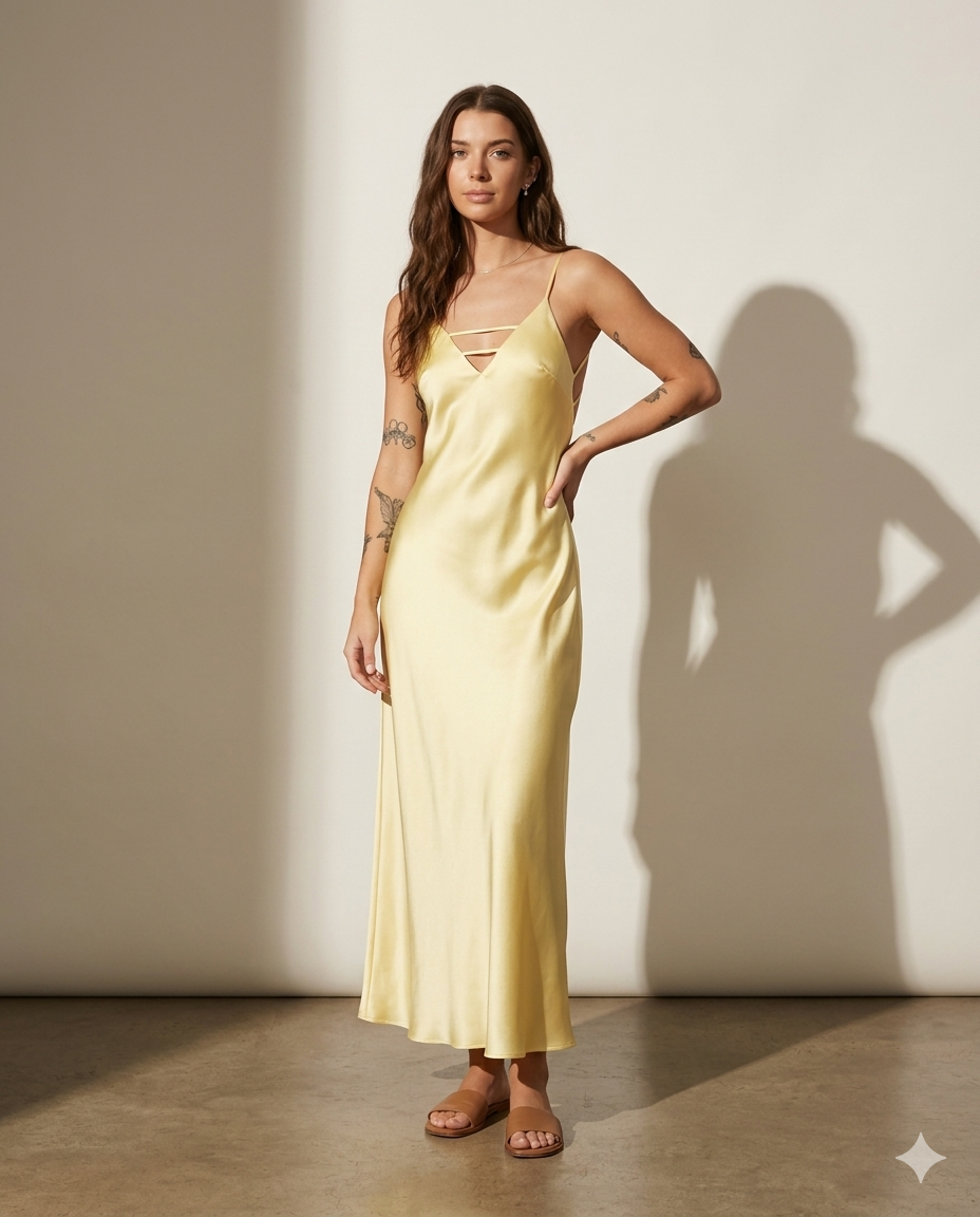 Vestido Capri midi fluido en beige - AhorroExpress