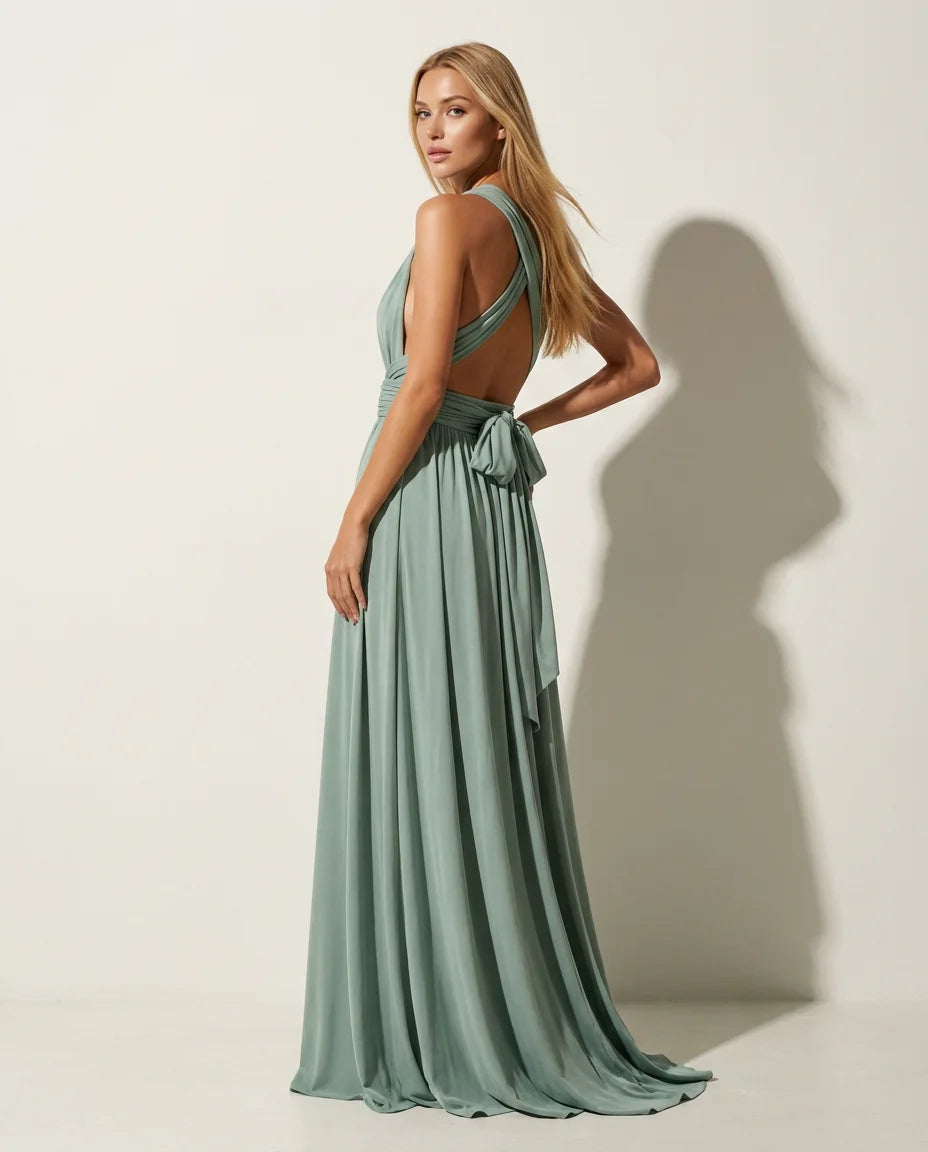 Vestido Bali Midi Fluido Bohemio Escote Redondo Elegante Casual (6)