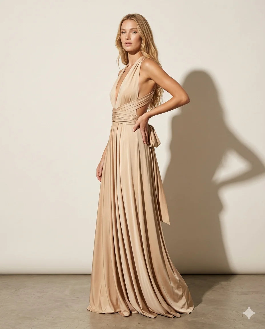 Vestido Bali Midi Fluido Bohemio Escote Redondo Elegante Casual (4)