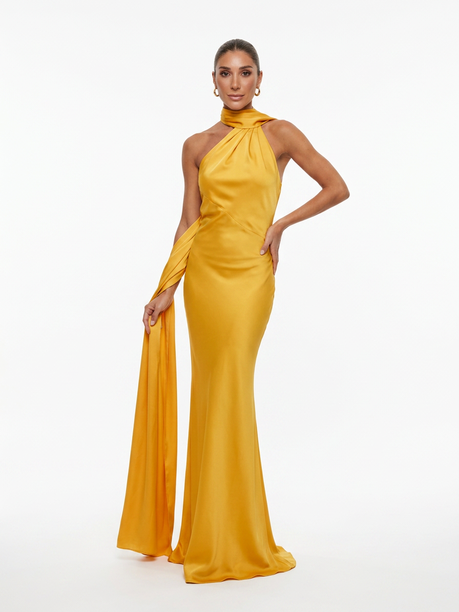 Vestido Siena midi asimétrico en azul - AhorroExpress