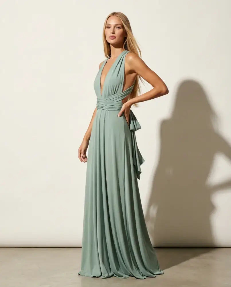 Vestido Bali Midi Fluido Bohemio Escote Redondo Elegante Casual | AhorroExpress (foto 3)